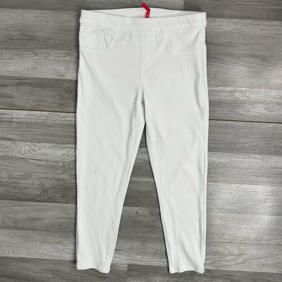 SPANX White Pull-On Cropped Jeans Skinny Tummy Control Size Medium - Picture 1 of 6